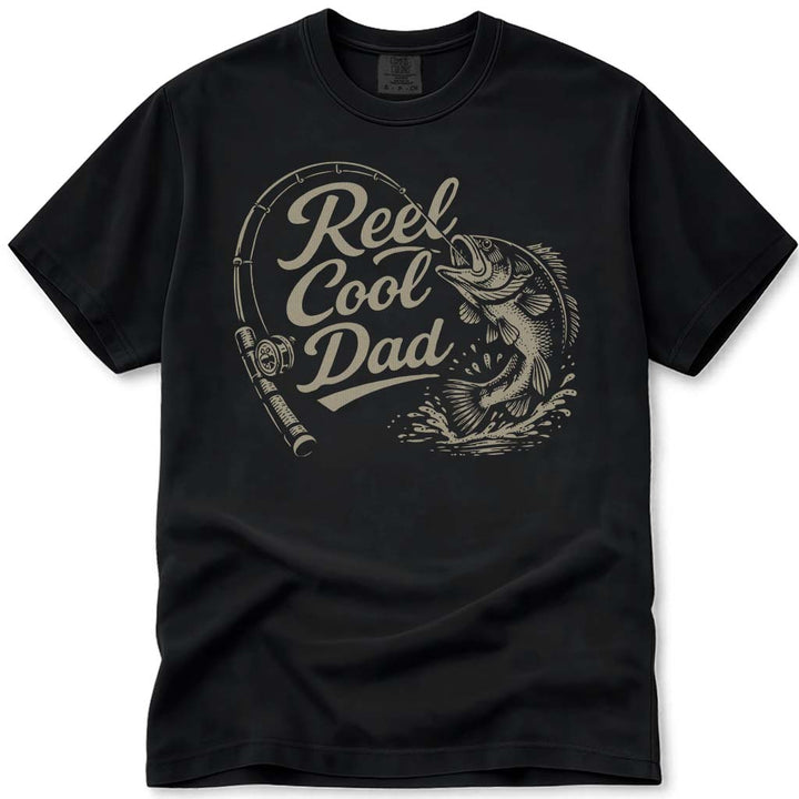 Reel Cool Dad Fathers Day Fishing Tee - Black