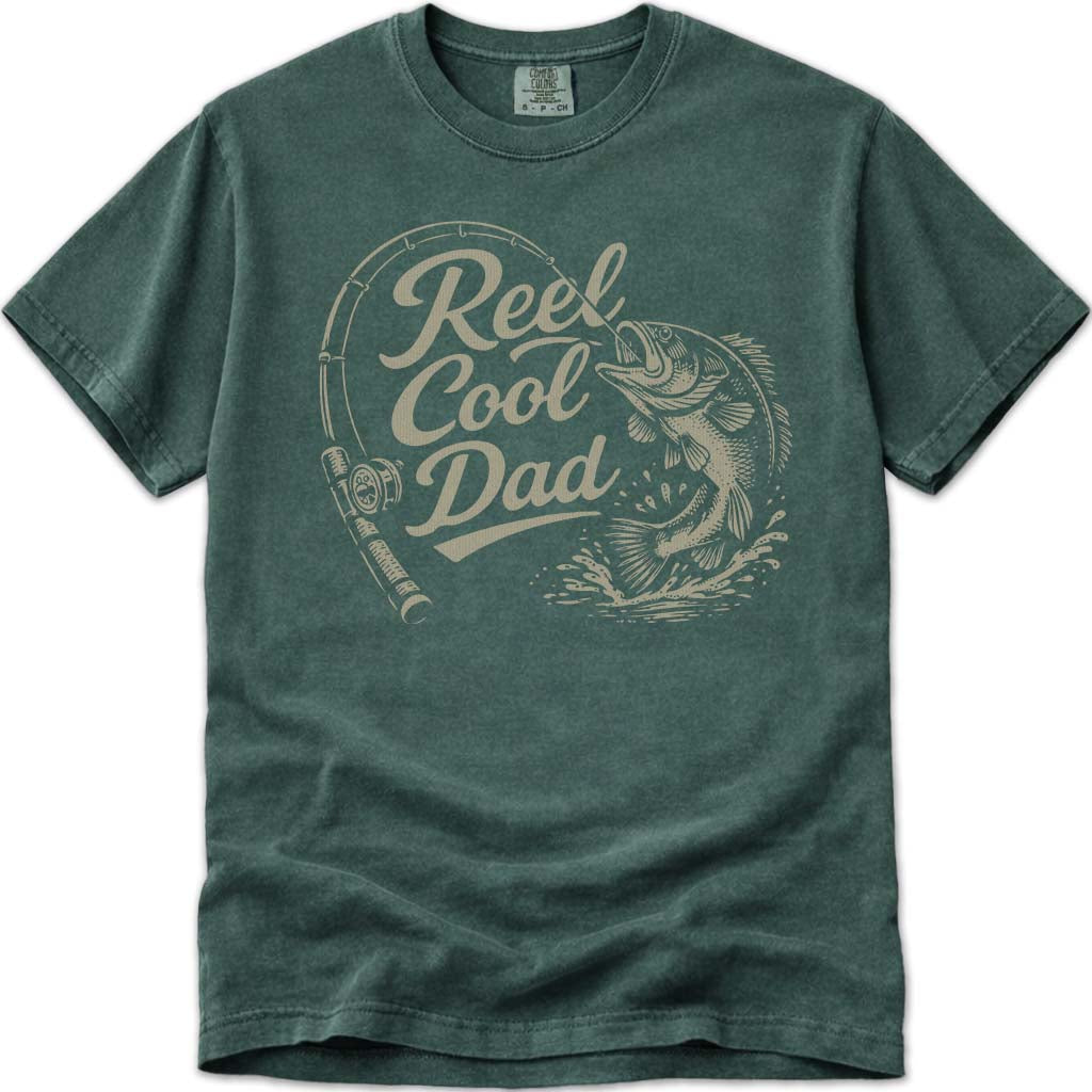 Reel Cool Dad Fathers Day Fishing Tee - Blue Spruce