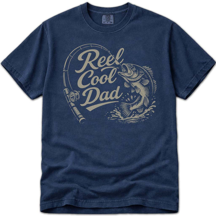 Reel Cool Dad Fathers Day Fishing Tee - Navy