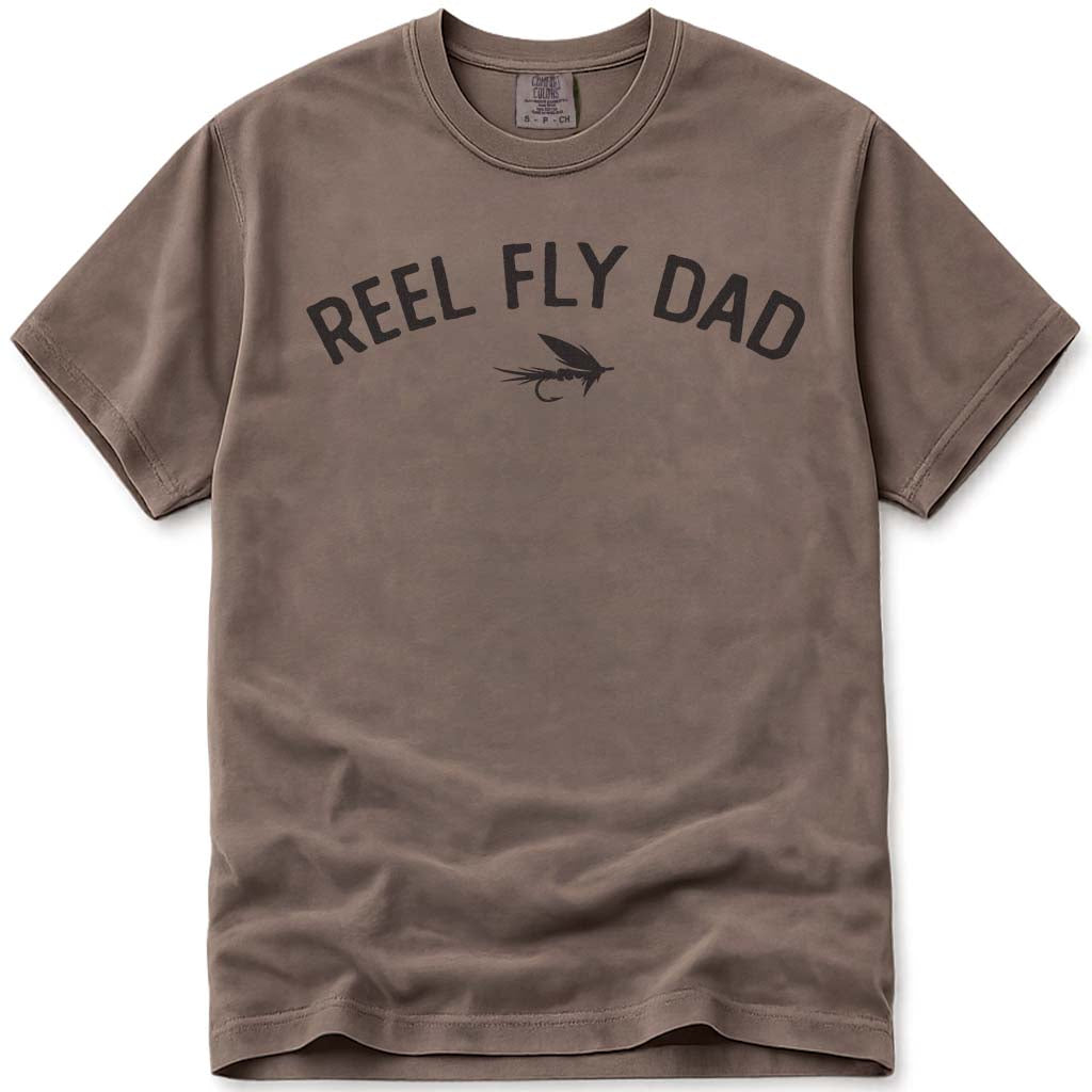 Reel Fly Dad Funny Fishing Tee - Espresso