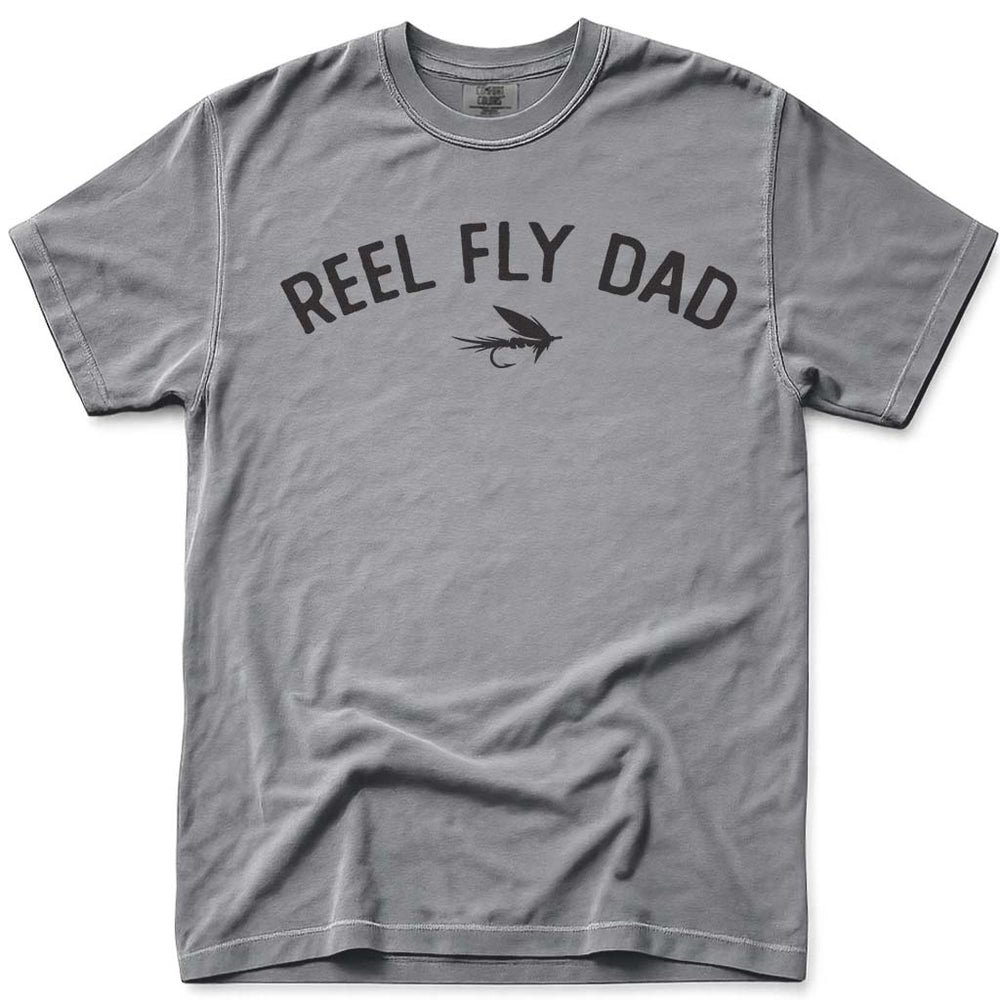 Reel Fly Dad Funny Fishing Tee - Grey