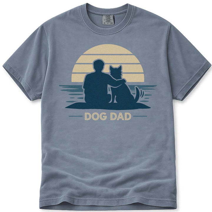 Retro Beach Sun Dog Dad Tee - Blue Jean