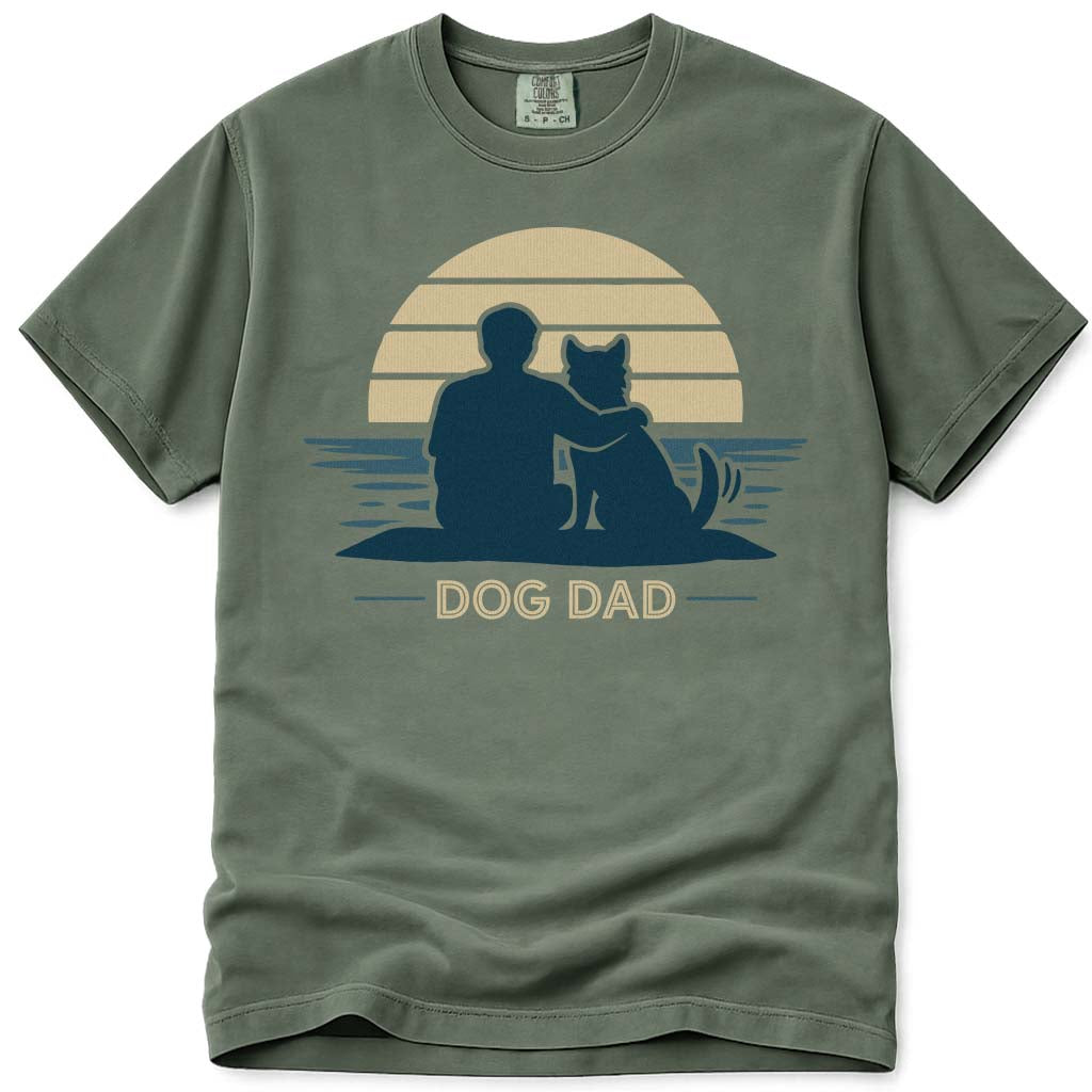 Retro Beach Sun Dog Dad Tee - Moss