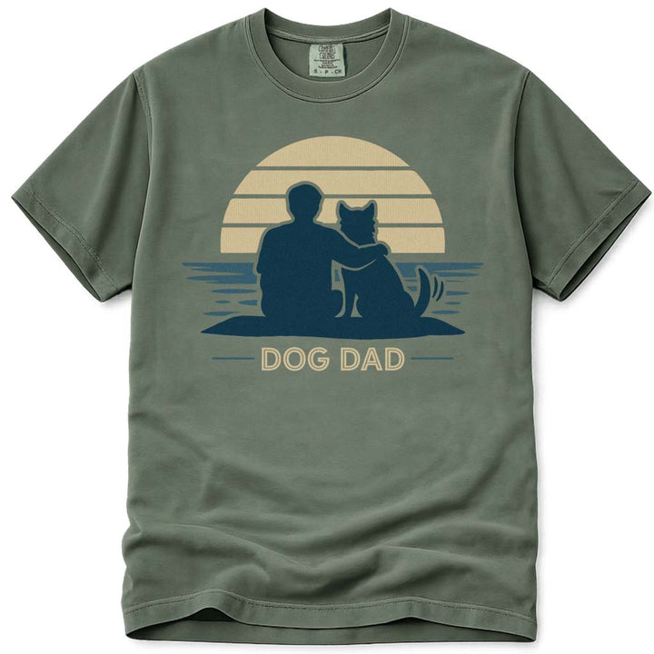Retro Beach Sun Dog Dad Tee - Moss