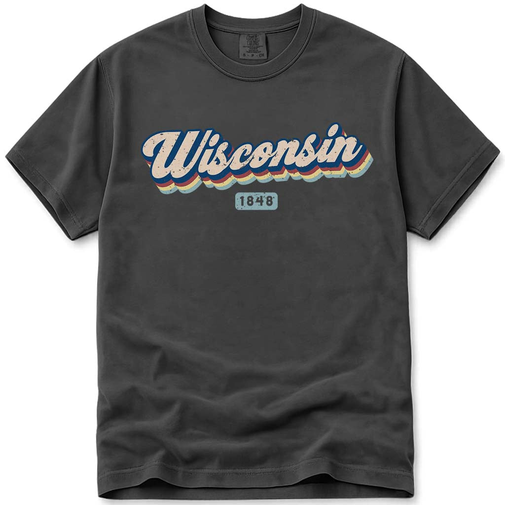 Retro Vintage Groovy 1848 Wisconsin T Shirt - Pepper