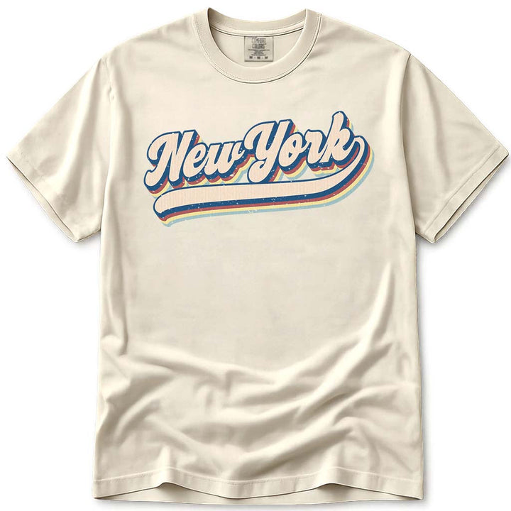 Retro Vintage New York T Shirt - Ivory