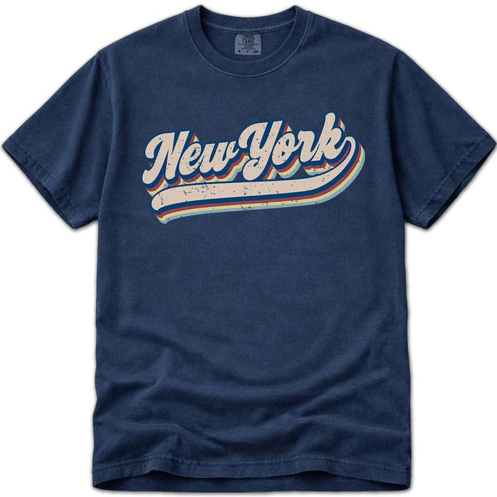 Retro Vintage New York T Shirt - Navy