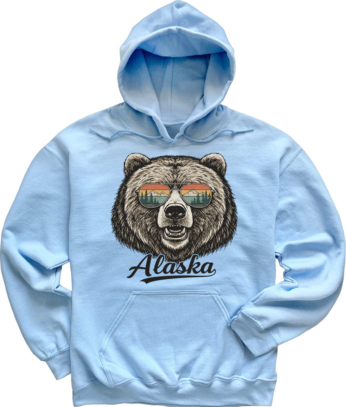 Light Blue Retro Alaska Bear Sweatshirt Hoodie