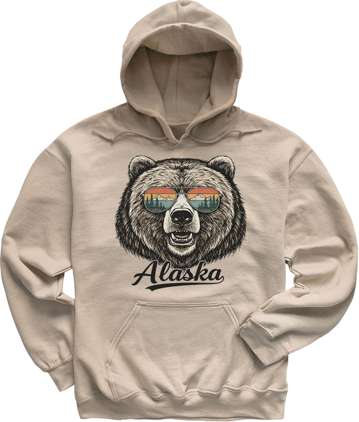 Sand Beige Retro Alaska Bear Sweatshirt Hoodie