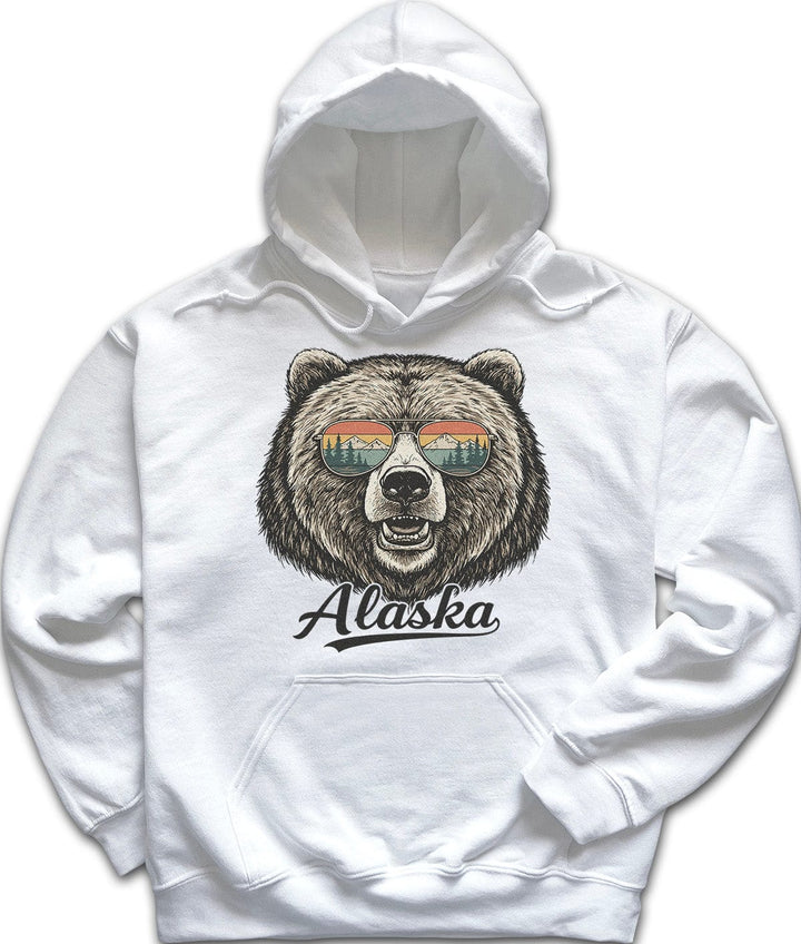 White Retro Alaska Bear Sweatshirt Hoodie