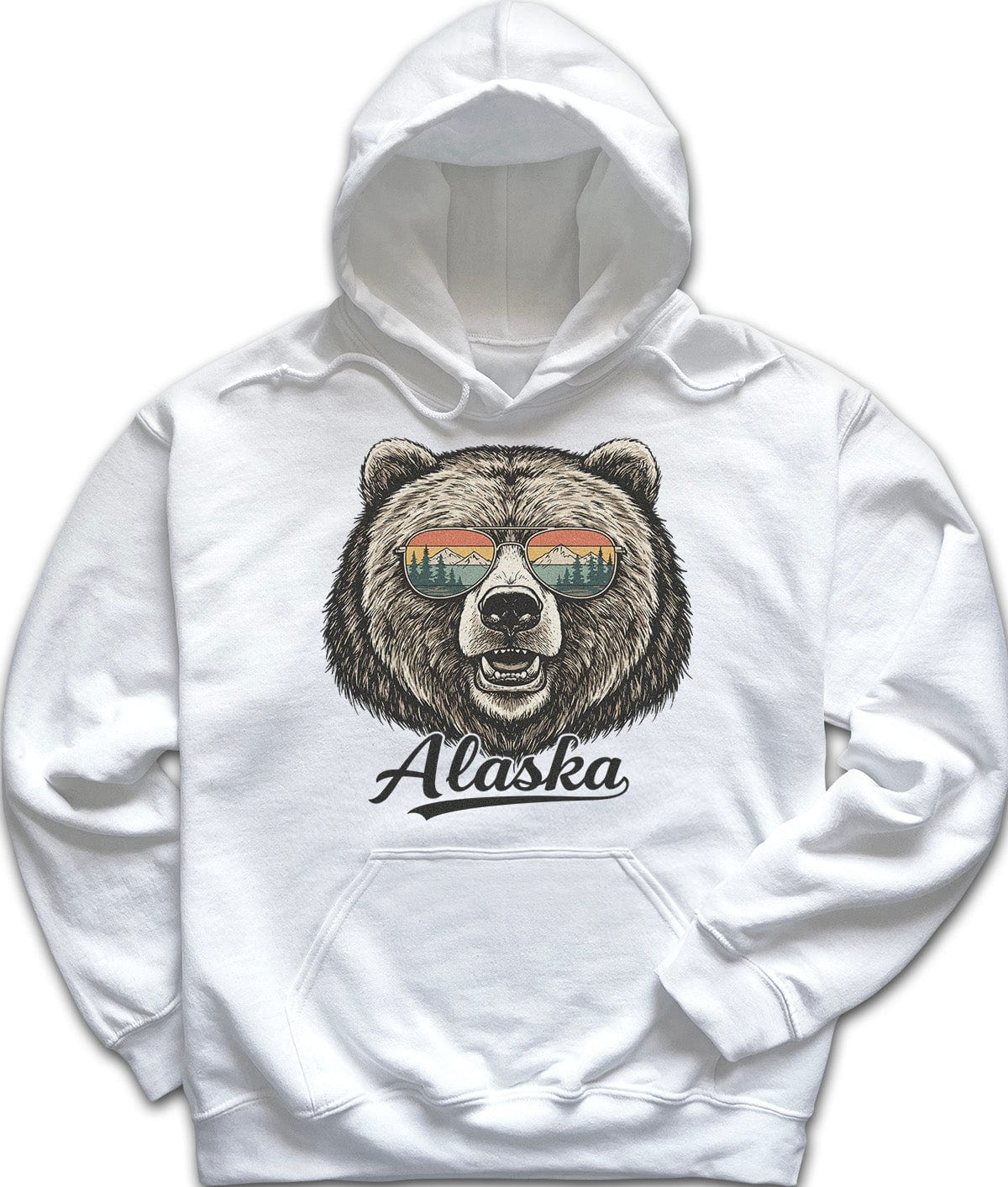 White Retro Alaska Bear Sweatshirt Hoodie