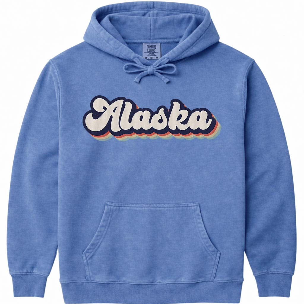 Retro Alaska Hoodie Sweatshirt - Flo Blue