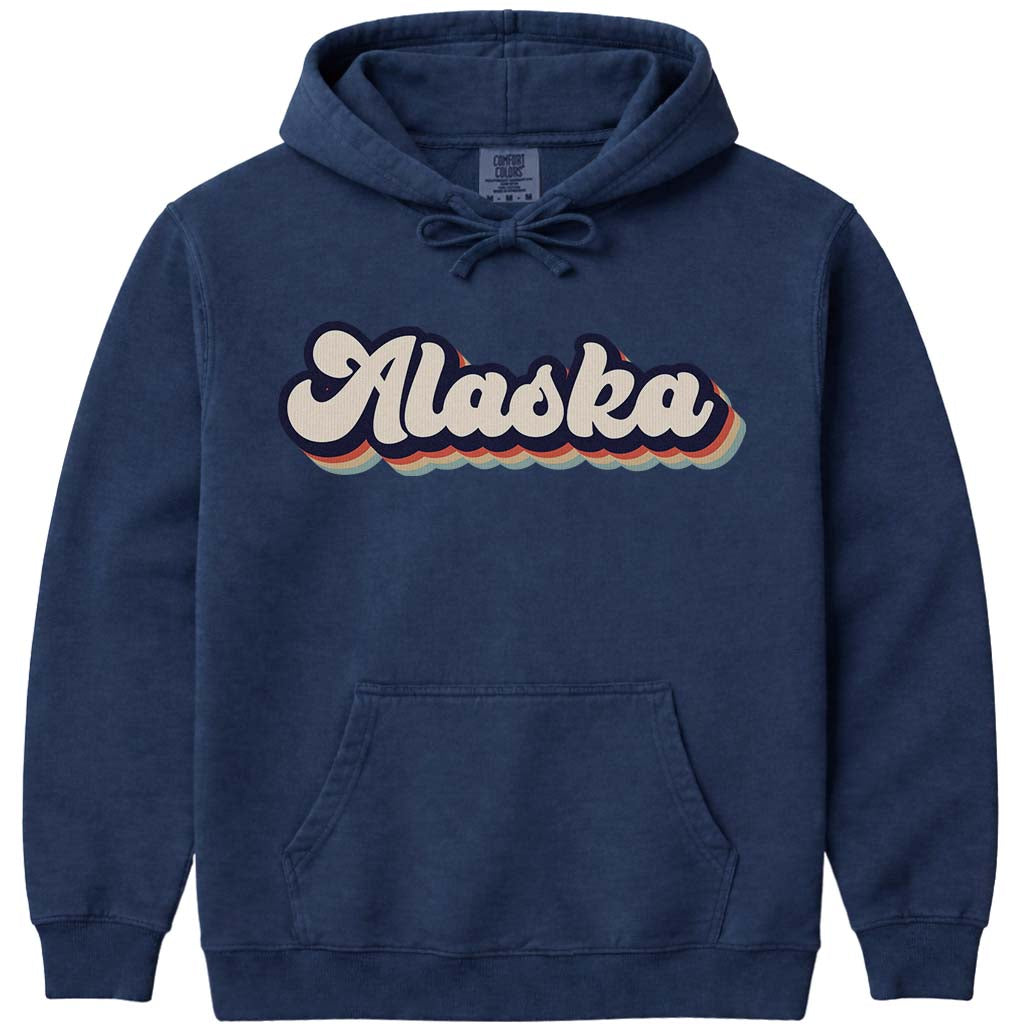 Retro Alaska Hoodie Sweatshirt - Navy