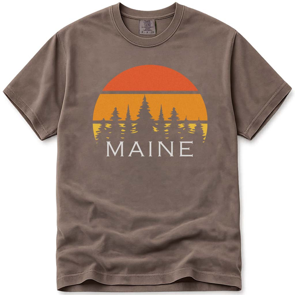 Retro Maine Sunset T Shirt - Espresso