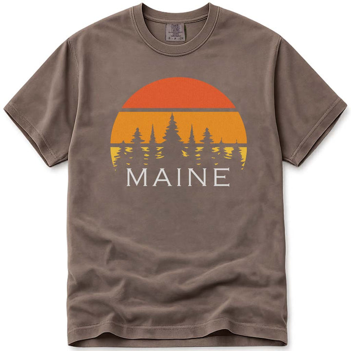 Retro Maine Sunset T Shirt - Espresso