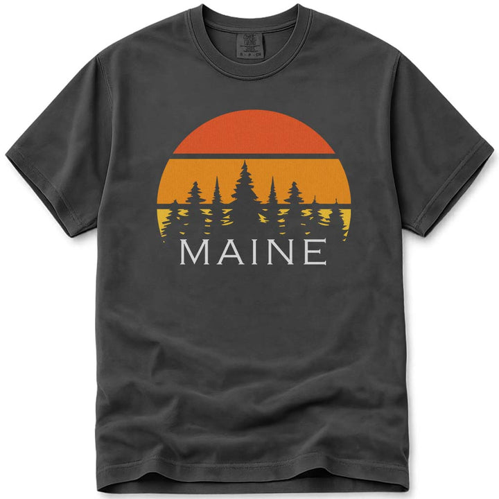 Retro Maine Sunset T Shirt - Pepper
