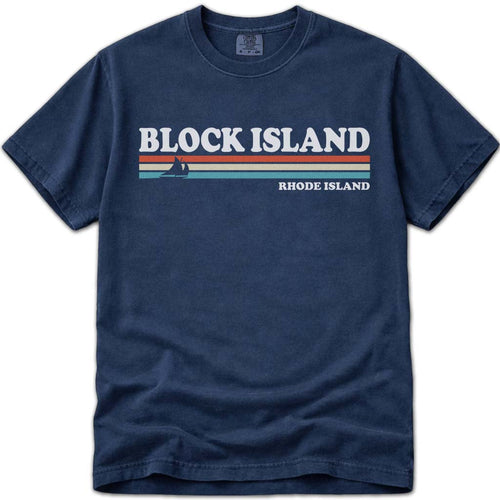 Retro Stripes Sailboat Block Island T Shirt