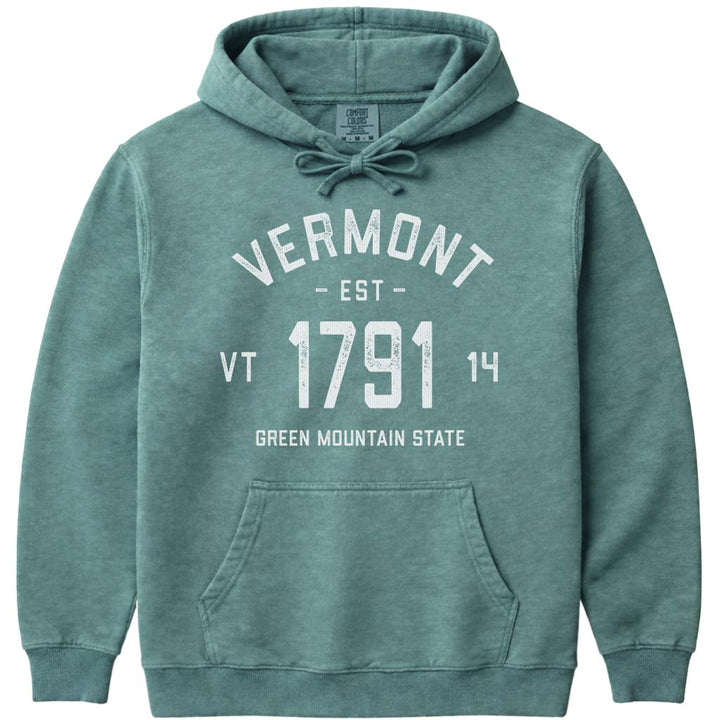 Retro Vintage Vermont Hoodie 1791 Vermont Statehood Date Sweatshirt - Light Green