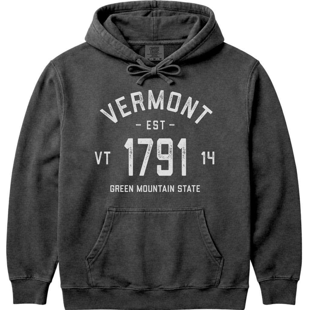 Retro Vintage Vermont Hoodie 1791 Vermont Statehood Date Sweatshirt - Pepper