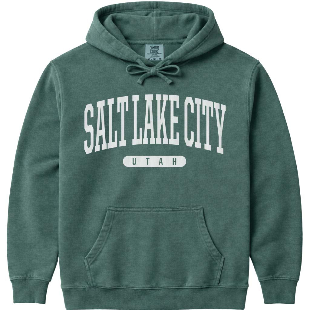 Salt Lake City Utah Hooded Sweatshirt - Blue Spruce
