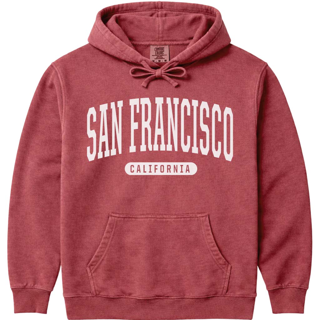 San Francisco California Hooded Sweatshirt - Crimson