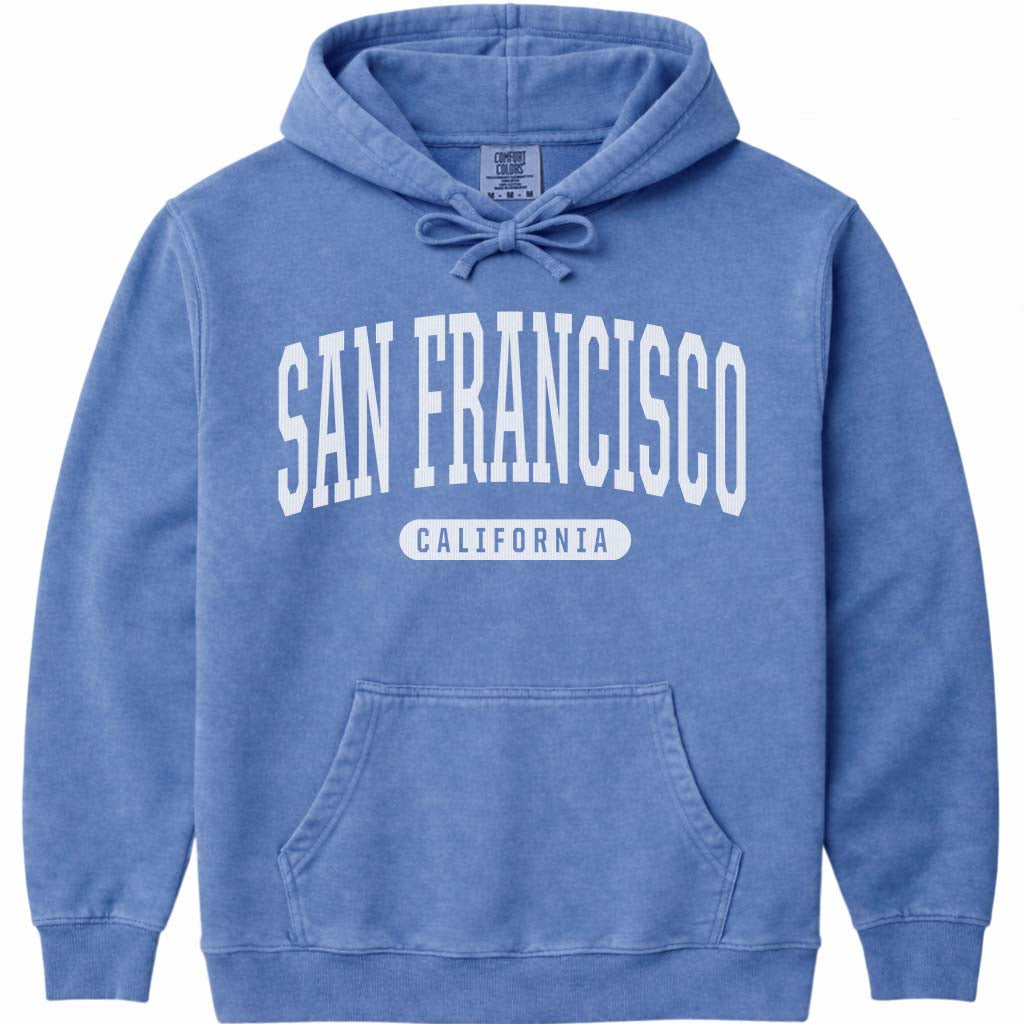 San Francisco California Hooded Sweatshirt - Flo Blue