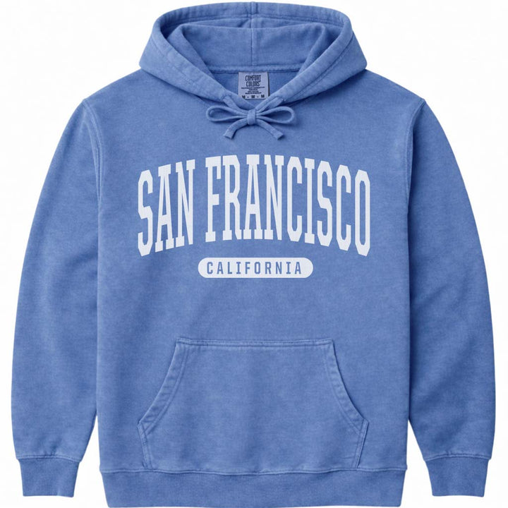 San Francisco California Hooded Sweatshirt - Flo Blue