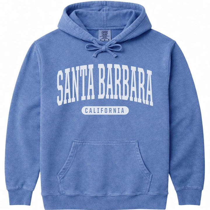 Santa Barbara California Hooded Sweatshirt - Flo Blue
