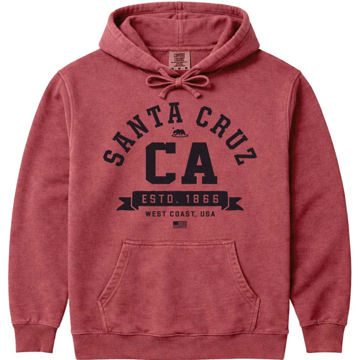 Santa Cruz CA Hoodie Sweatshirt - Crimson