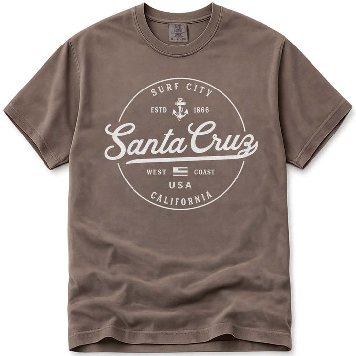 Santa Cruz California T Shirt Surf City CA - Espresso