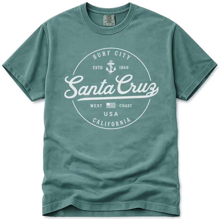 Santa Cruz California T Shirt Surf City CA - Light Green