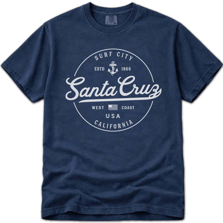 Santa Cruz California T Shirt Surf City CA - Navy