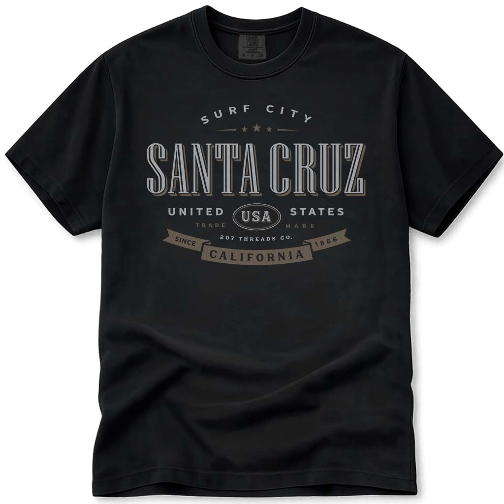 Santa Cruz T Shirt CA Surf City - Black