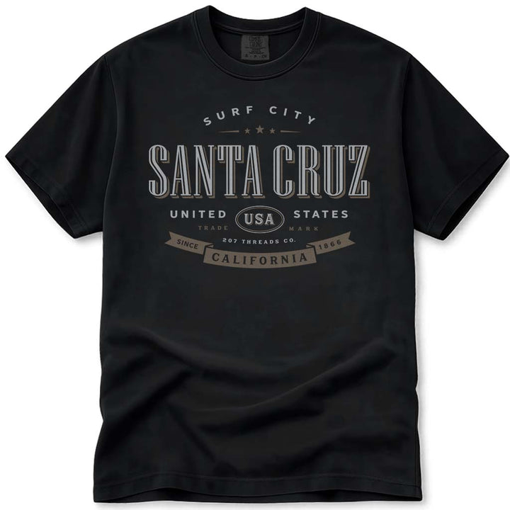 Santa Cruz T Shirt CA Surf City - Black