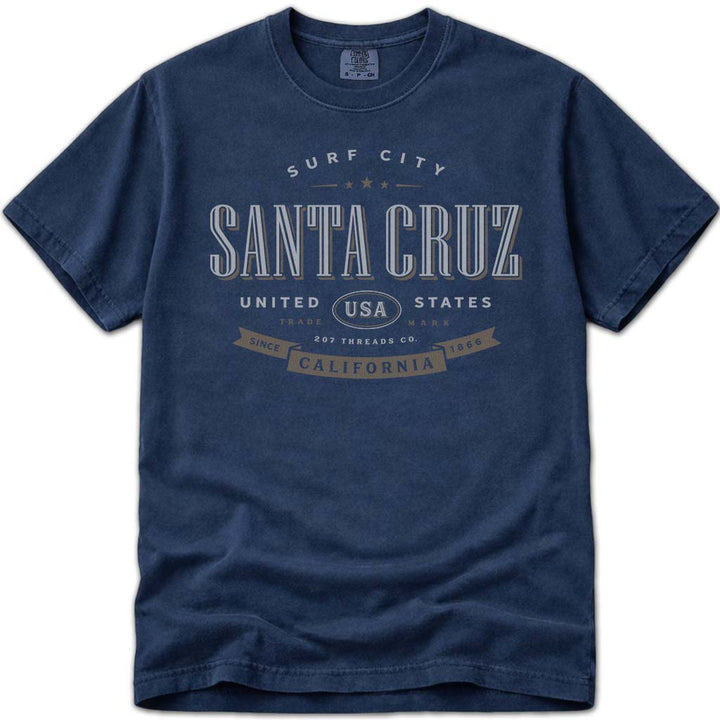 Santa Cruz T Shirt CA Surf City - Navy