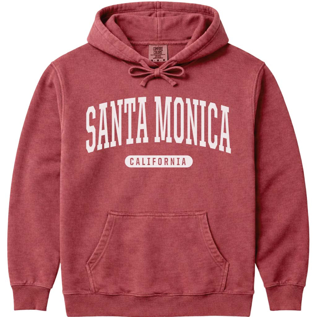 Santa Monica California Hoodie Sweatshirt - Crimson