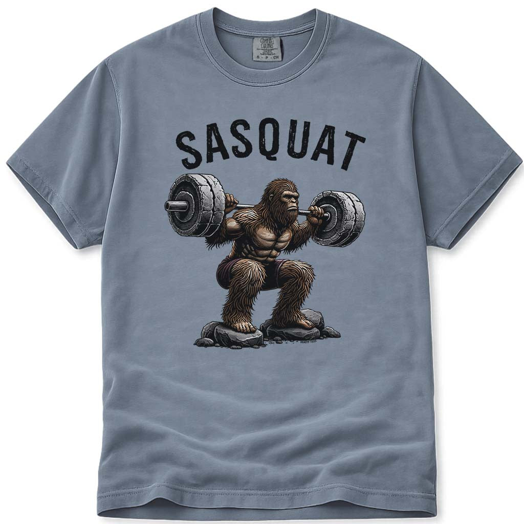 Sasquat Funny Bigfoot Fitness Lifting T-Shirt - Blue Jean