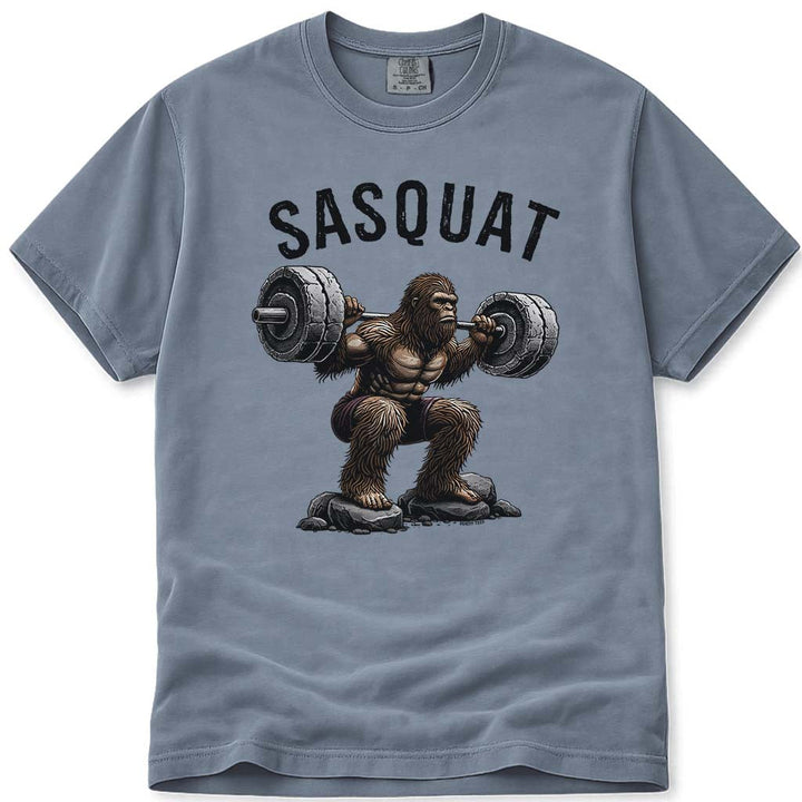 Sasquat Funny Bigfoot Fitness Lifting T-Shirt - Blue Jean