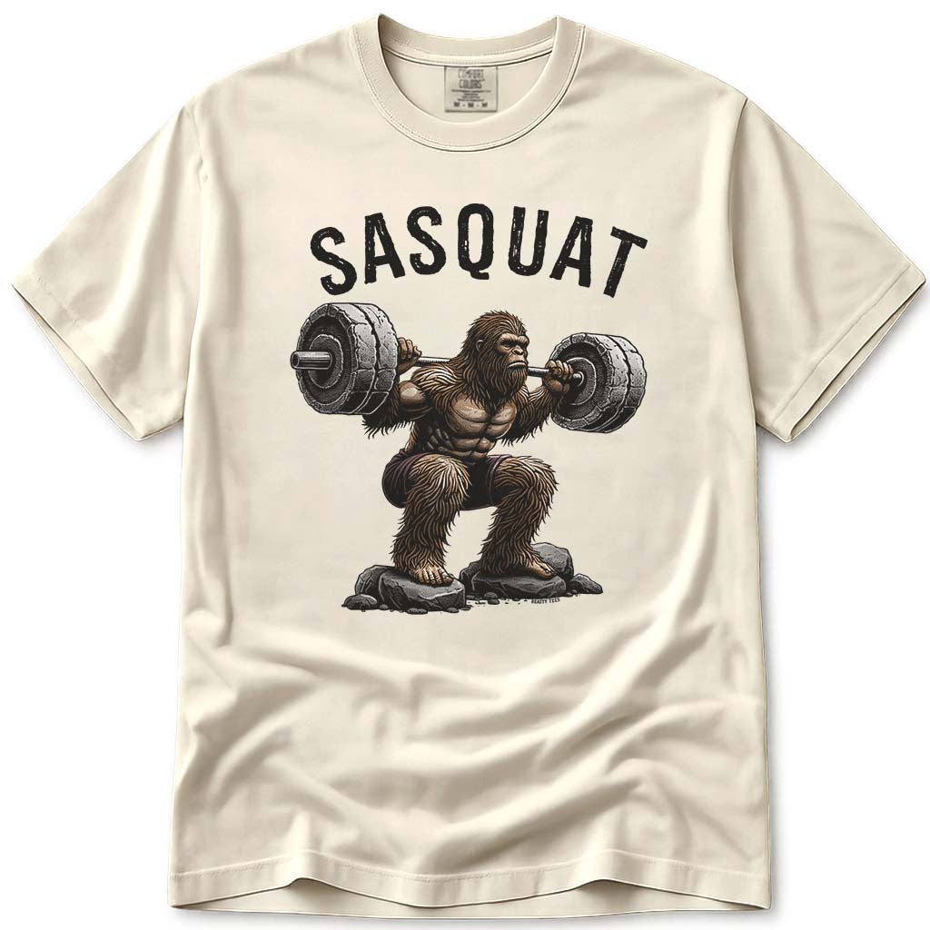 Sasquat Funny Bigfoot Fitness Lifting T-Shirt - Ivory