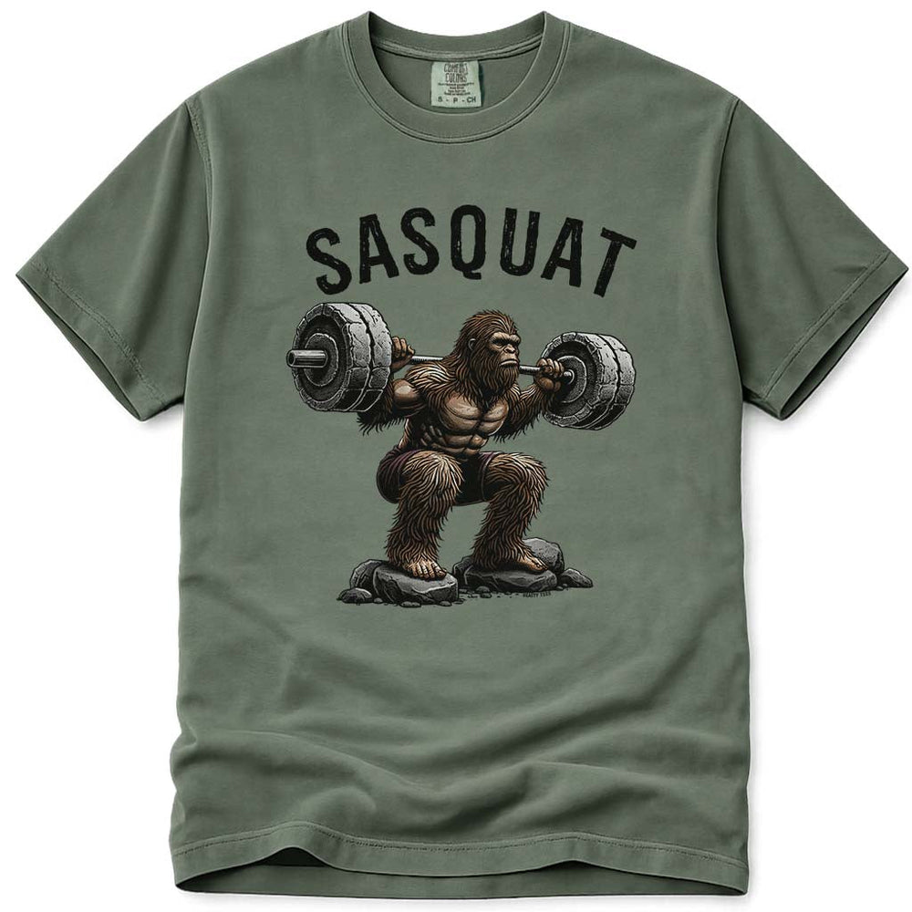 Sasquat Funny Bigfoot Fitness Lifting T-Shirt - Moss