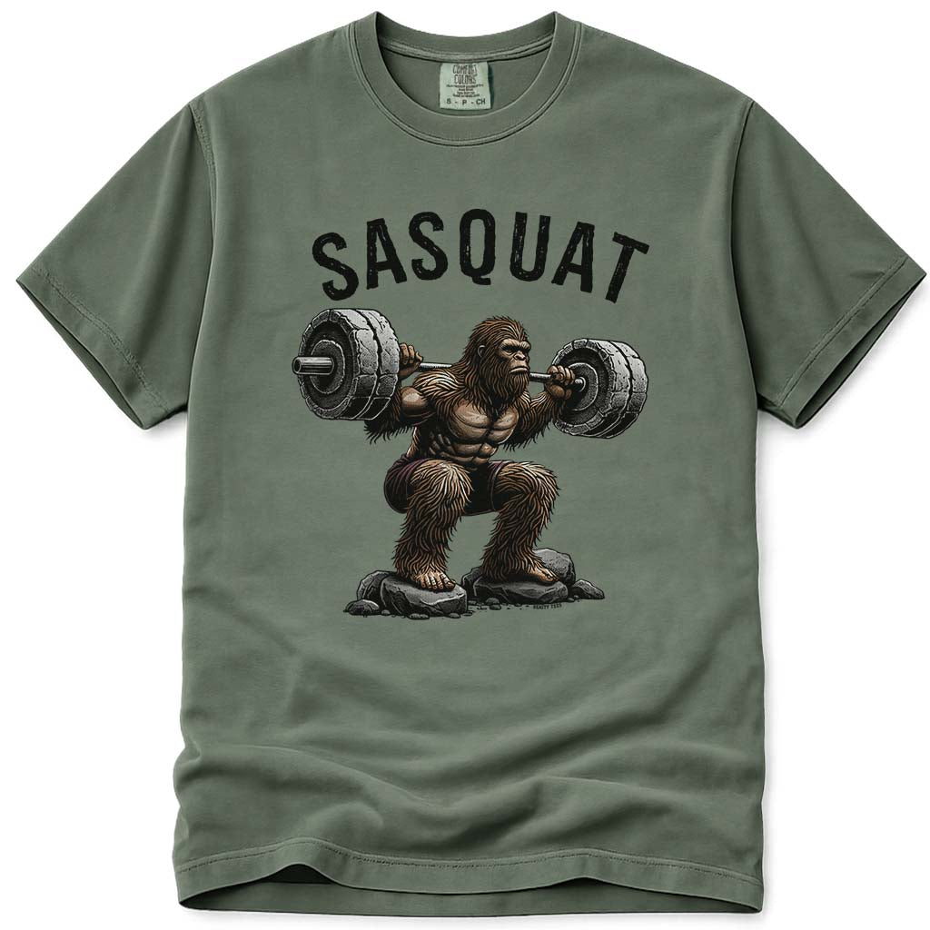 Sasquat Funny Bigfoot Fitness Lifting T-Shirt - Moss