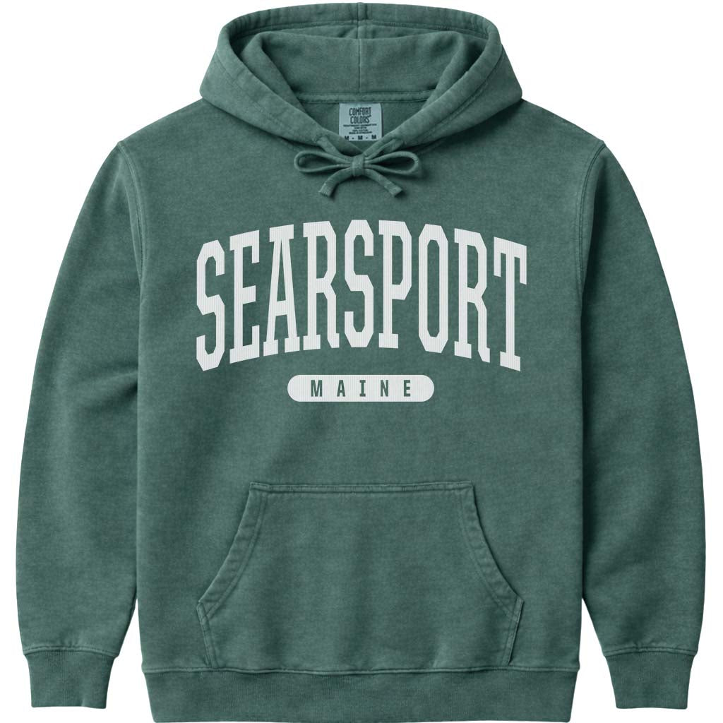 Searsport Maine Varsity Hooded Sweatshirt - Blue Spruce