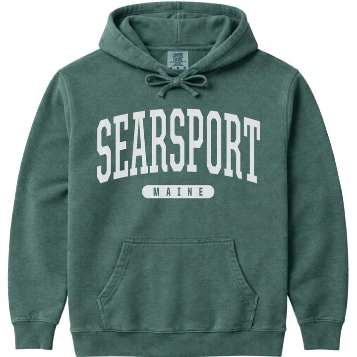 Searsport Maine Varsity Hooded Sweatshirt - Blue Spruce