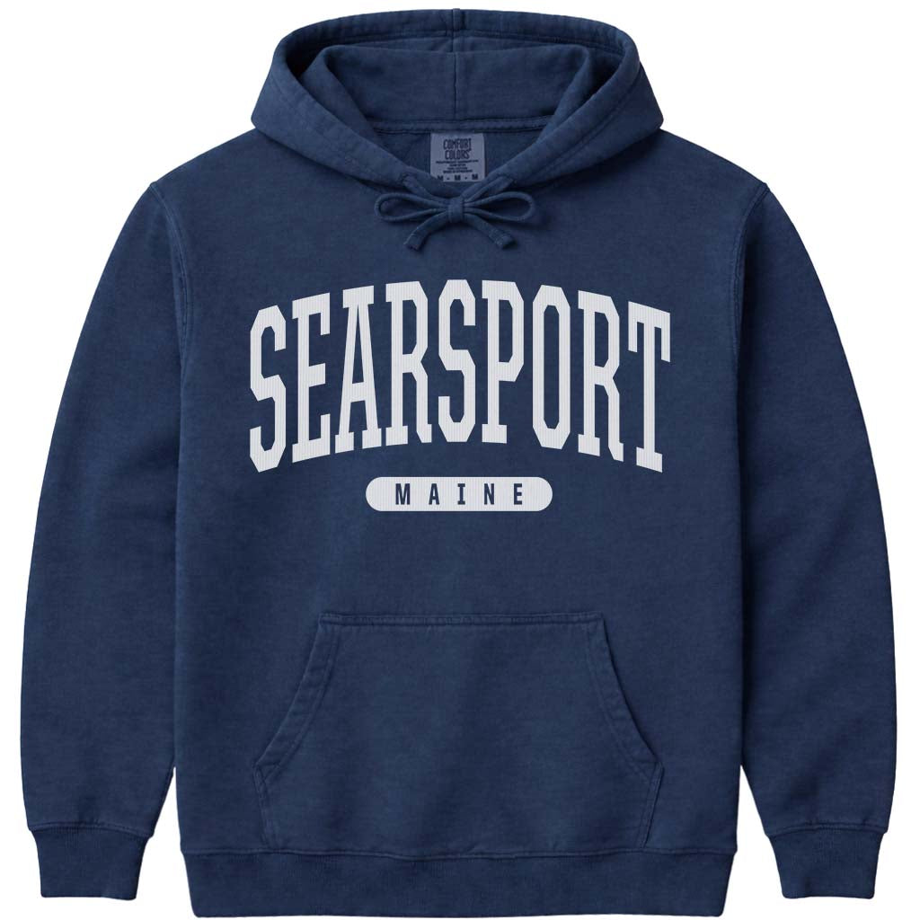 Searsport Maine Varsity Hooded Sweatshirt - Navy