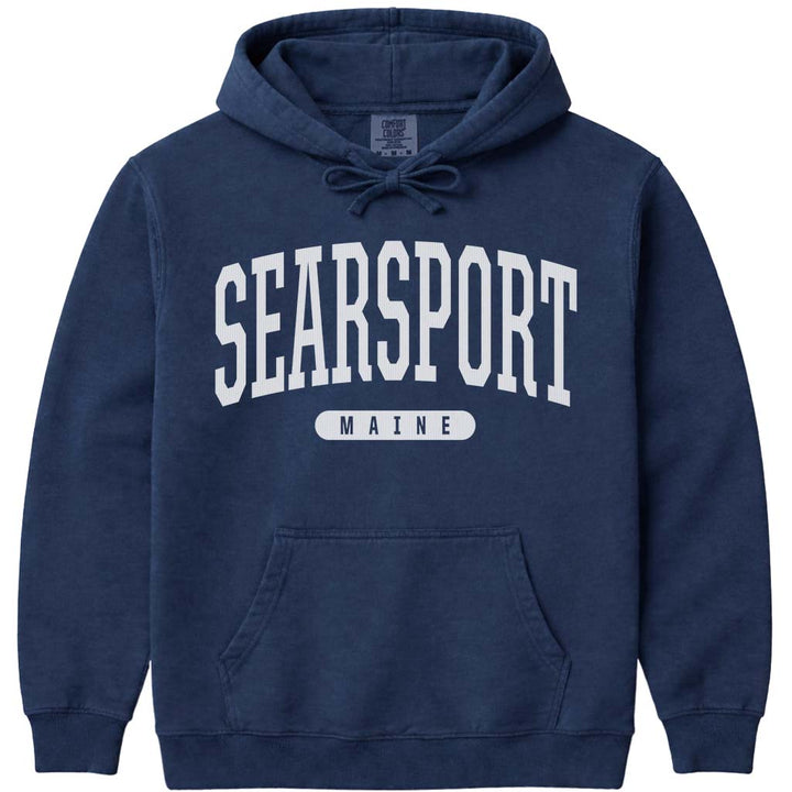 Searsport Maine Varsity Hooded Sweatshirt - Navy