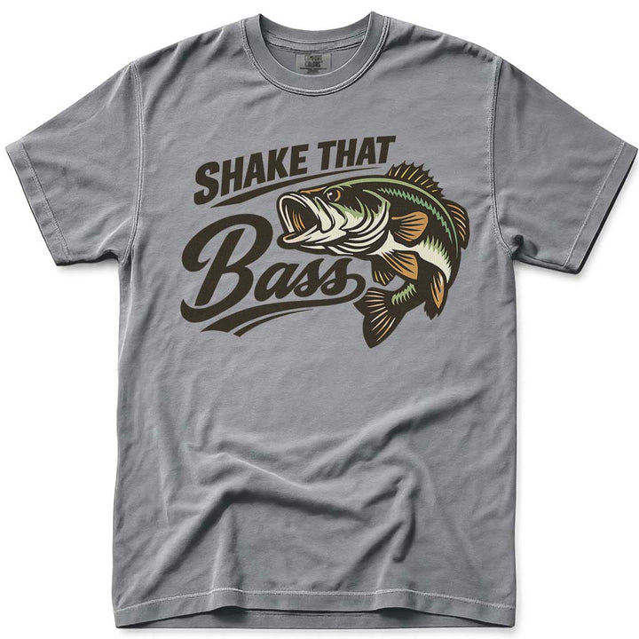 Shake That Bass Fishing T Shirt - Grey
