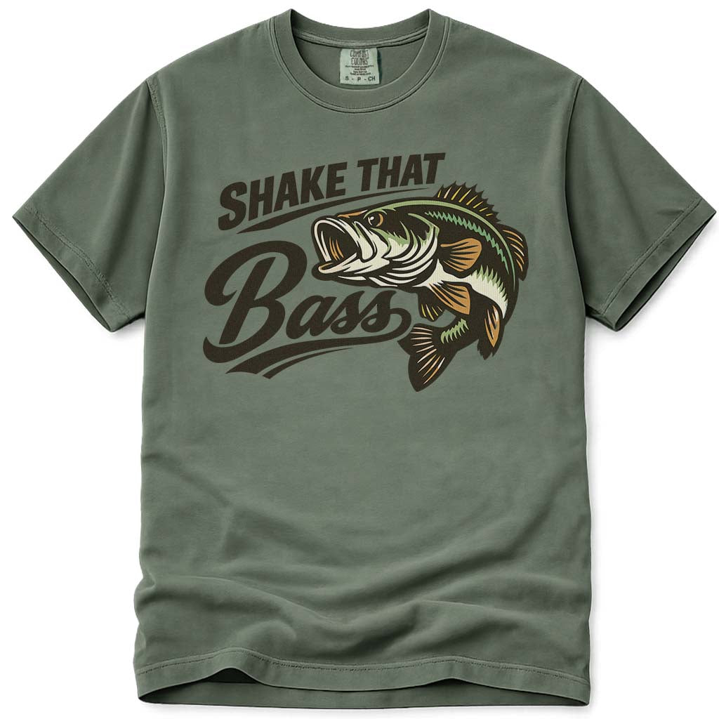 Shake That Bass Fishing T Shirt - Moss