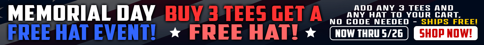 Memorial Day Free Hat Event!