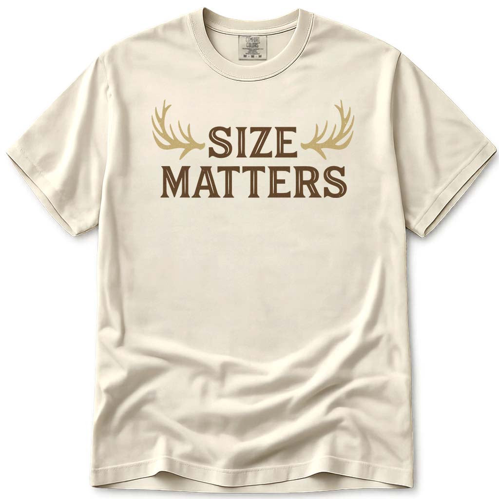 Size Matters Deer Antlers Hunting T Shirt - Ivory