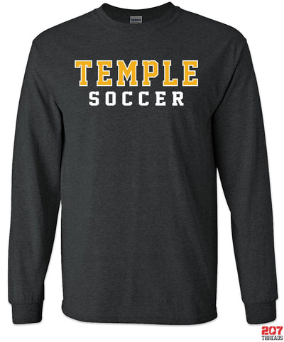 Temple Academy Soccer Block Letter Long Sleeve Shirt